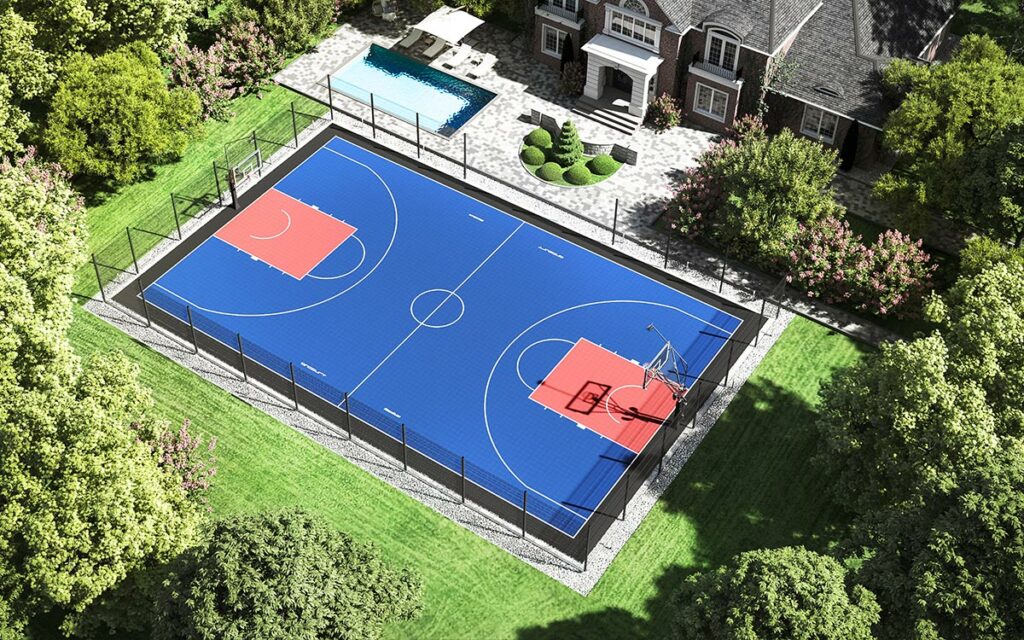 60′ x 94′ Full Court basketball Surface - Happy Backyards