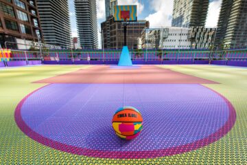 Cancha de baloncesto de la calle del banco Canary Wharf